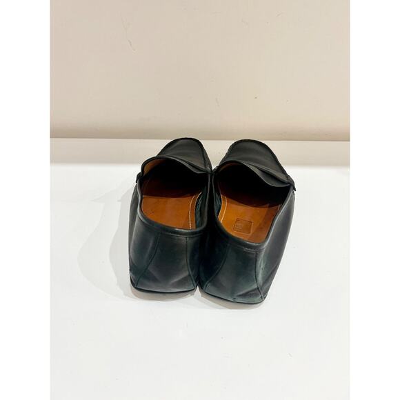 Gucci Black Leather Web Trim Slip On Moccasin Penny Loafers Black Men's Size 11 - Picture 5 of 7